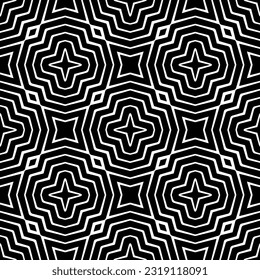  Background with abstract shapes. Black and white texture. Seamless monochrome repeating pattern  for decor, fabric, cloth. 