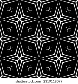  Hintergrund mit abstrakten Formen. Schwarz-Weiß-Textur. Nahtlose, monochrome Wiederholung für Dekoration, Stoff, Stoff. 