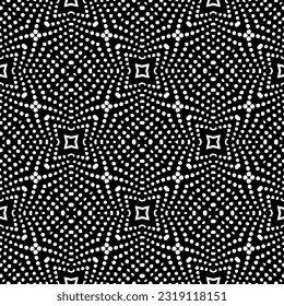 Background with abstract shapes. Black and white texture. Seamless monochrome repeating pattern  for decor, fabric, cloth. 