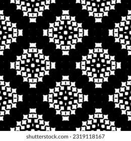  Background with abstract shapes. Black and white texture. Seamless monochrome repeating pattern  for decor, fabric, cloth. 