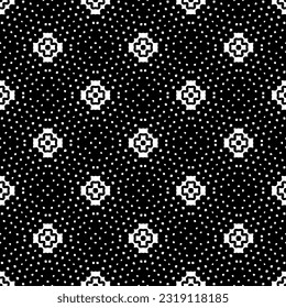  Hintergrund mit abstrakten Formen. Schwarz-Weiß-Textur. Nahtlose, monochrome Wiederholung für Dekoration, Stoff, Stoff. 