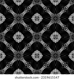  Background with abstract shapes. Black and white texture. Seamless monochrome repeating pattern  for decor, fabric, cloth. 