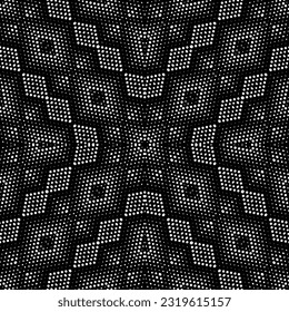  Background with abstract shapes. Black and white texture. Seamless monochrome repeating pattern  for decor, fabric, cloth. 