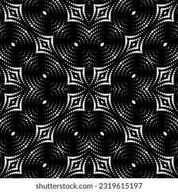  Background with abstract shapes. Black and white texture. Seamless monochrome repeating pattern  for decor, fabric, cloth. 