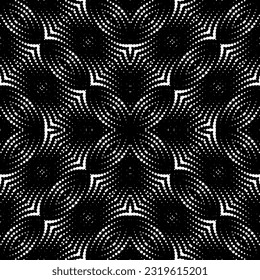  Background with abstract shapes. Black and white texture. Seamless monochrome repeating pattern  for decor, fabric, cloth. 