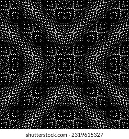  Background with abstract shapes. Black and white texture. Seamless monochrome repeating pattern  for decor, fabric, cloth. 