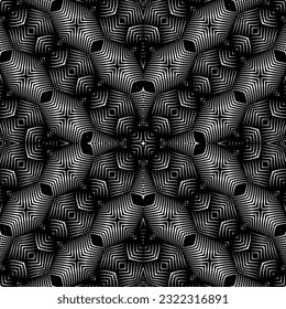 Background with abstract shapes. Black and white texture. Monochrome repeating pattern  for decor, fabric, cloth.