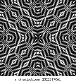 Fondo con formas abstractas. Textura en blanco y negro. Patrón de repetición monocromo para la decoración, tela, tela.