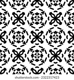 Background with abstract shapes. Black and white texture. Monochrome repeating pattern  for decor, fabric, cloth.