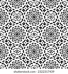 Background with abstract shapes. Black and white texture. Monochrome repeating pattern  for decor, fabric, cloth.
