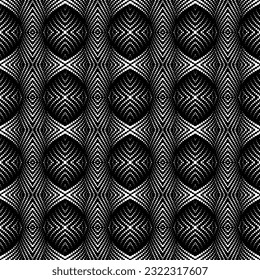 Background with abstract shapes. Black and white texture. Monochrome repeating pattern  for decor, fabric, cloth.