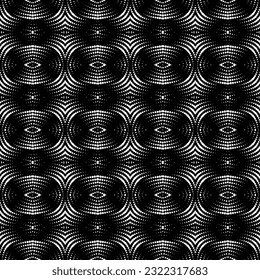 Hintergrund mit abstrakten Formen. Schwarz-Weiß-Textur. Monochrome Wiederholmuster für Dekoration, Stoff, Stoff.