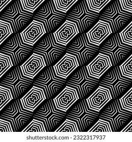 Hintergrund mit abstrakten Formen. Schwarz-Weiß-Textur. Monochrome Wiederholmuster für Dekoration, Stoff, Stoff.