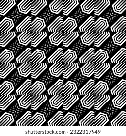 Background with abstract shapes. Black and white texture. Monochrome repeating pattern  for decor, fabric, cloth.