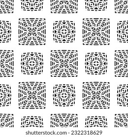 Hintergrund mit abstrakten Formen. Schwarz-Weiß-Textur. Monochrome Wiederholmuster für Dekoration, Stoff, Stoff.