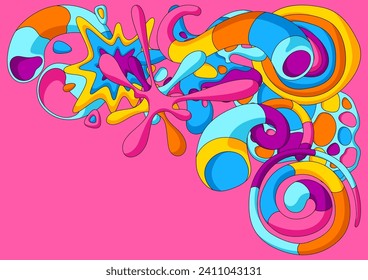 Background with abstract shapes. Cartoon cute trendy creative image.