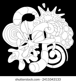 Background with abstract shapes. Cartoon cute trendy creative image.