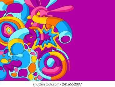 Background with abstract shapes. Cartoon cute trendy creative image.