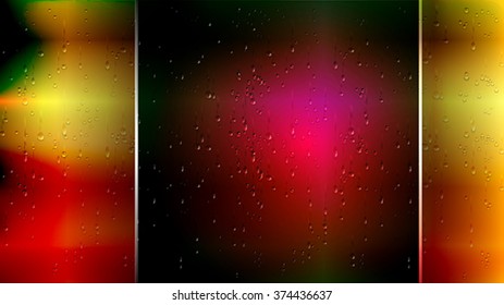 The background with abstract square banner and rain drops