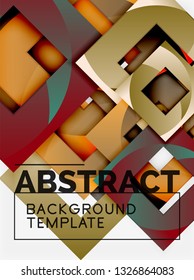 Cuadrados abstractos de fondo, plantilla mínima geométrica, ilustración vectorial