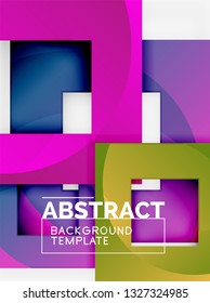 Cuadrados abstractos de fondo, plantilla mínima geométrica, ilustración vectorial