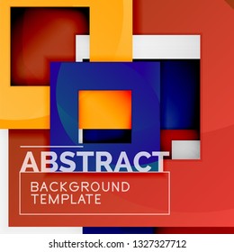 Cuadrados abstractos de fondo, plantilla mínima geométrica, ilustración vectorial