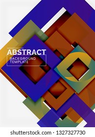 Cuadrados abstractos de fondo, plantilla mínima geométrica, ilustración vectorial