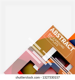 Cuadrados abstractos de fondo, plantilla mínima geométrica, ilustración vectorial