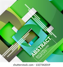 Cuadrados abstractos de fondo, plantilla mínima geométrica, ilustración vectorial