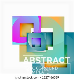 Cuadrados abstractos de fondo, plantilla mínima geométrica, ilustración vectorial