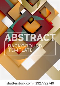 Cuadrados abstractos de fondo, plantilla mínima geométrica, ilustración vectorial