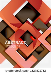 Cuadrados abstractos de fondo, plantilla mínima geométrica, ilustración vectorial