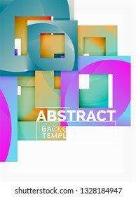 Cuadrados abstractos de fondo, plantilla mínima geométrica, ilustración vectorial