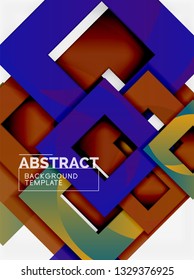 Cuadrados abstractos de fondo, plantilla mínima geométrica, ilustración vectorial