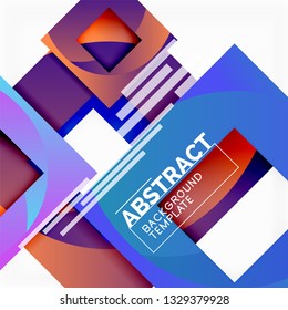 Cuadrados abstractos de fondo, plantilla mínima geométrica, ilustración vectorial