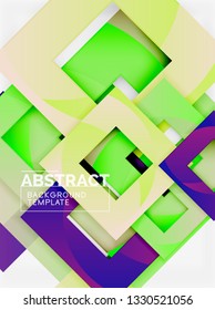 Cuadrados abstractos de fondo, plantilla mínima geométrica, ilustración vectorial