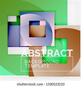 Cuadrados abstractos de fondo, plantilla mínima geométrica, ilustración vectorial