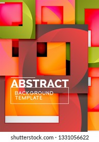 Cuadrados abstractos de fondo, plantilla mínima geométrica, ilustración vectorial