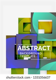 Cuadrados abstractos de fondo, plantilla mínima geométrica, ilustración vectorial