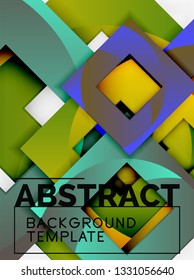 Cuadrados abstractos de fondo, plantilla mínima geométrica, ilustración vectorial