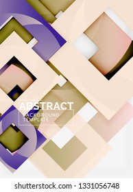 Cuadrados abstractos de fondo, plantilla mínima geométrica, ilustración vectorial