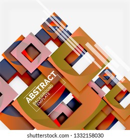 Background abstract squares, geometric minimal template, vector illustration