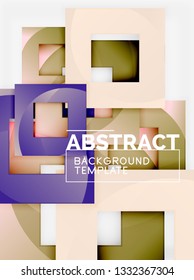Cuadrados abstractos de fondo, plantilla mínima geométrica, ilustración vectorial