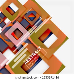 Background abstract squares, geometric minimal template, vector illustration