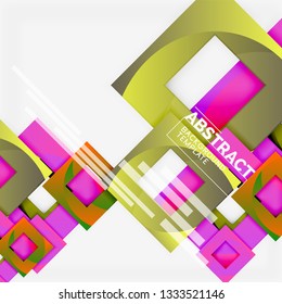 Background abstract squares, geometric minimal template, vector illustration