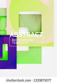 Cuadrados abstractos de fondo, plantilla mínima geométrica, ilustración vectorial