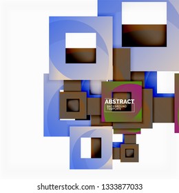 Cuadrados abstractos de fondo, plantilla mínima geométrica, ilustración vectorial