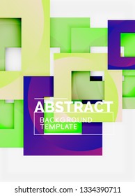 Cuadrados abstractos de fondo, plantilla mínima geométrica, ilustración vectorial