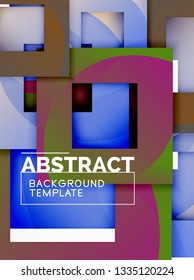 Cuadrados abstractos de fondo, plantilla mínima geométrica, ilustración vectorial