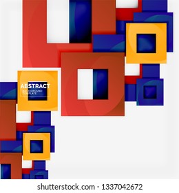 Cuadrados abstractos de fondo, plantilla mínima geométrica, ilustración vectorial
